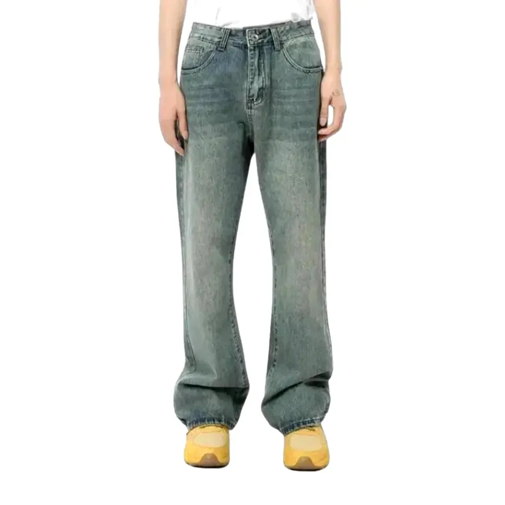 90s fashion roomy sanded men's jeans