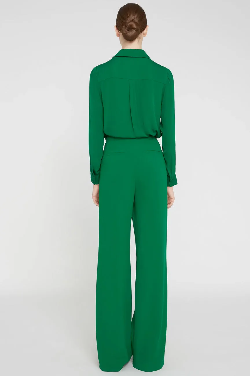 Alice   Olivia - Dylan Clean Highwaisted Wide Leg Pant in Basil