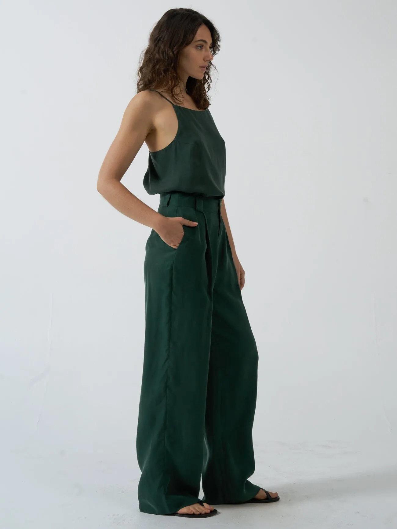 Artisan Cupro Pant - Deep Emerald