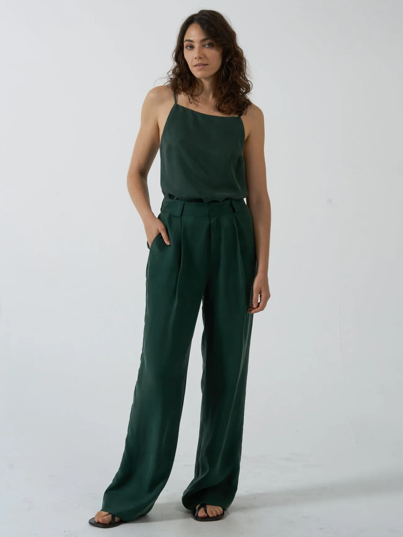 Artisan Cupro Pant - Deep Emerald