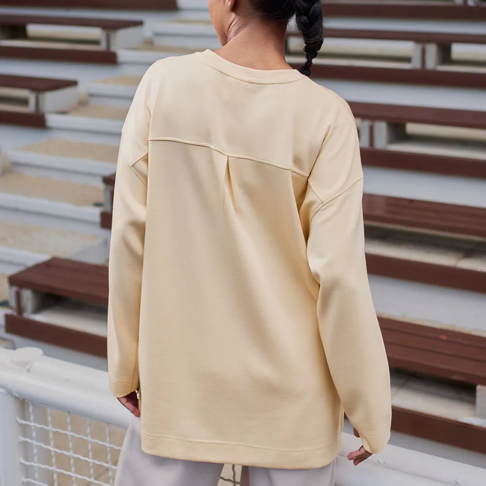 Back Pleated Sweatshirt - Cream