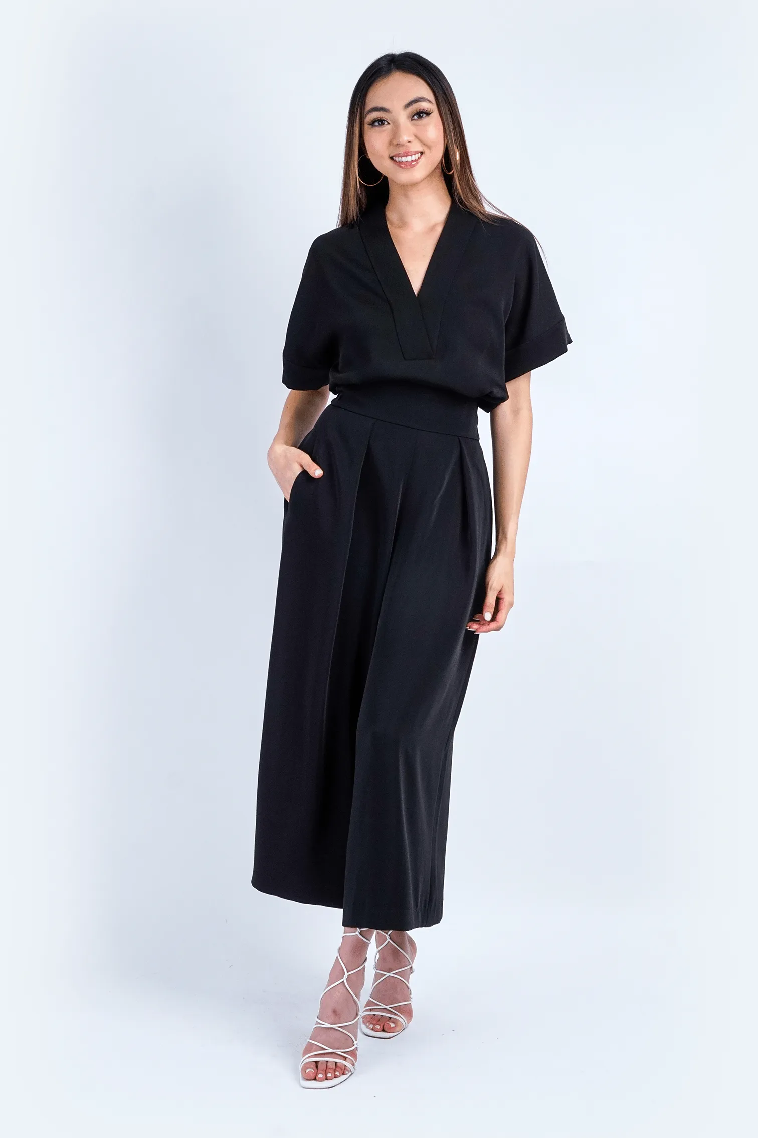 Black Pleated High Waist Wide Leg Kira Pants