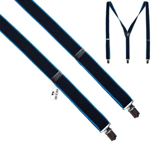 Black-Sky Blue Slim Suspenders