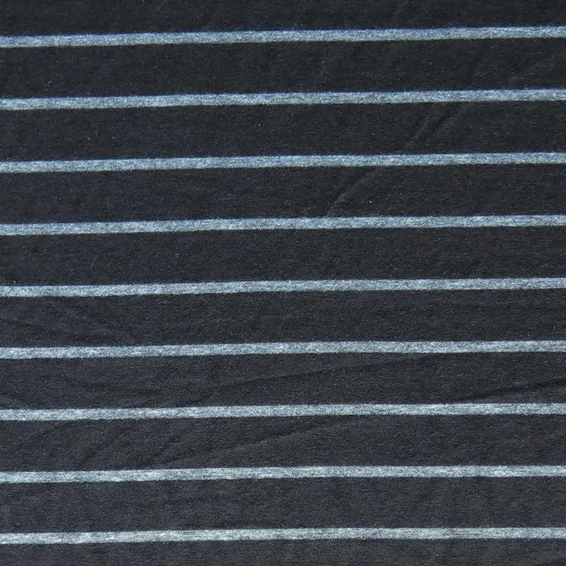 Black/Heathered Charcoal Grey Stripe Bamboo Lycra Jersey Knit Fabric