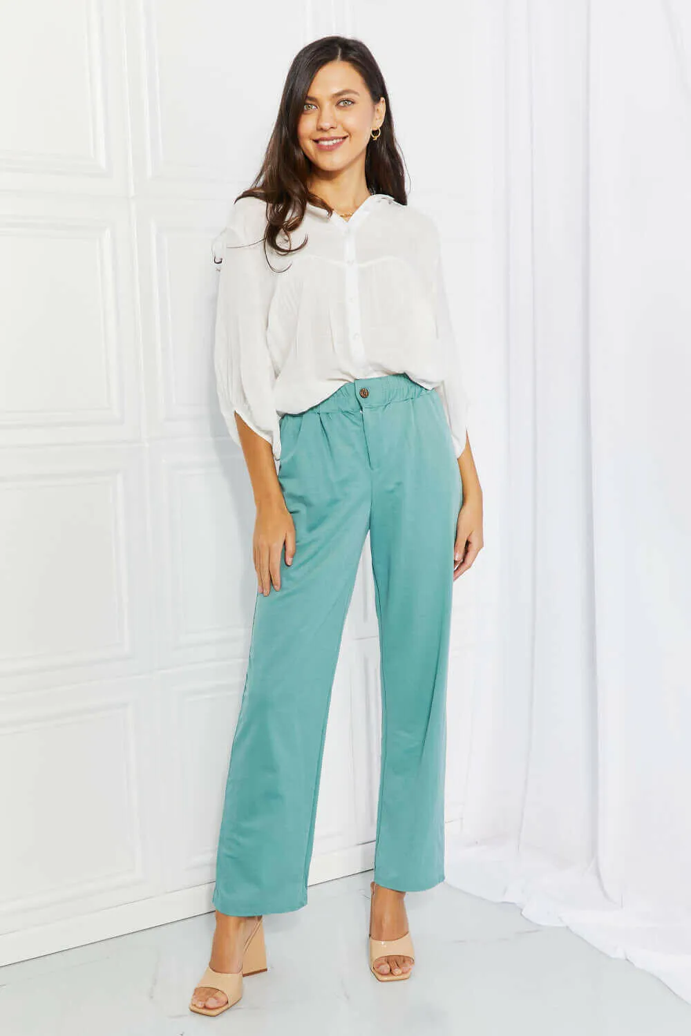 Blumin Apparel Take Me Away Full Size Straight Leg Pants in Seafoam