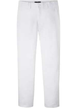 Bpc Selection Regular Fit Linen Chinos with Comfortable Straight Waistband, White