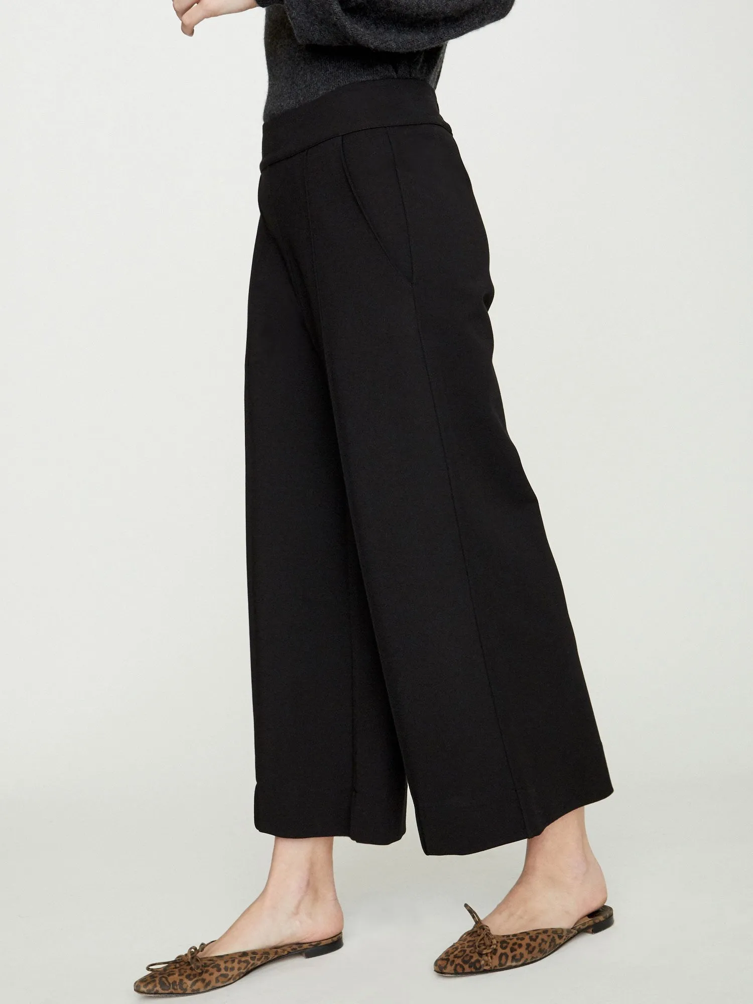 BROCHU WALKER - Rhodes Wide Leg Cropped Trouser Black