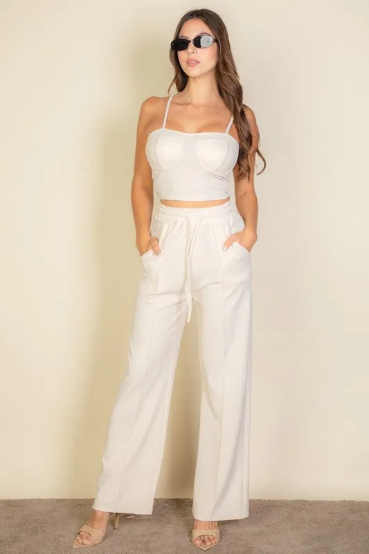 Bustier Cami Top & Slant Straight Pants