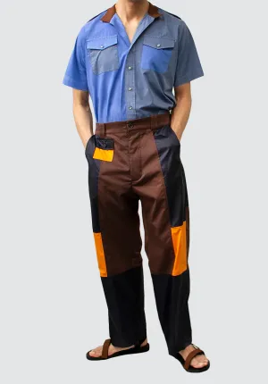 Colour-Block Wide Leg Trouser | Orange