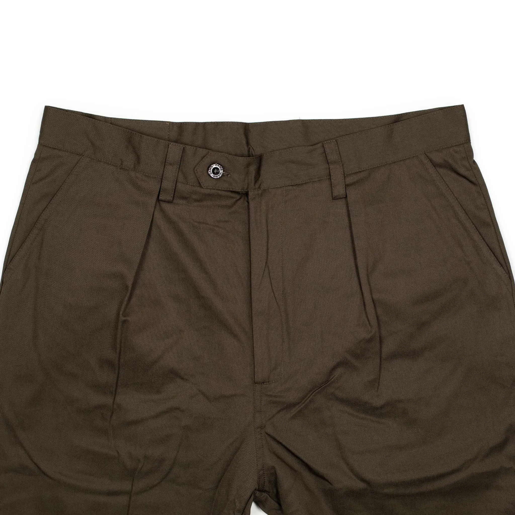 Comanche single-pleat trousers in brown cotton twill