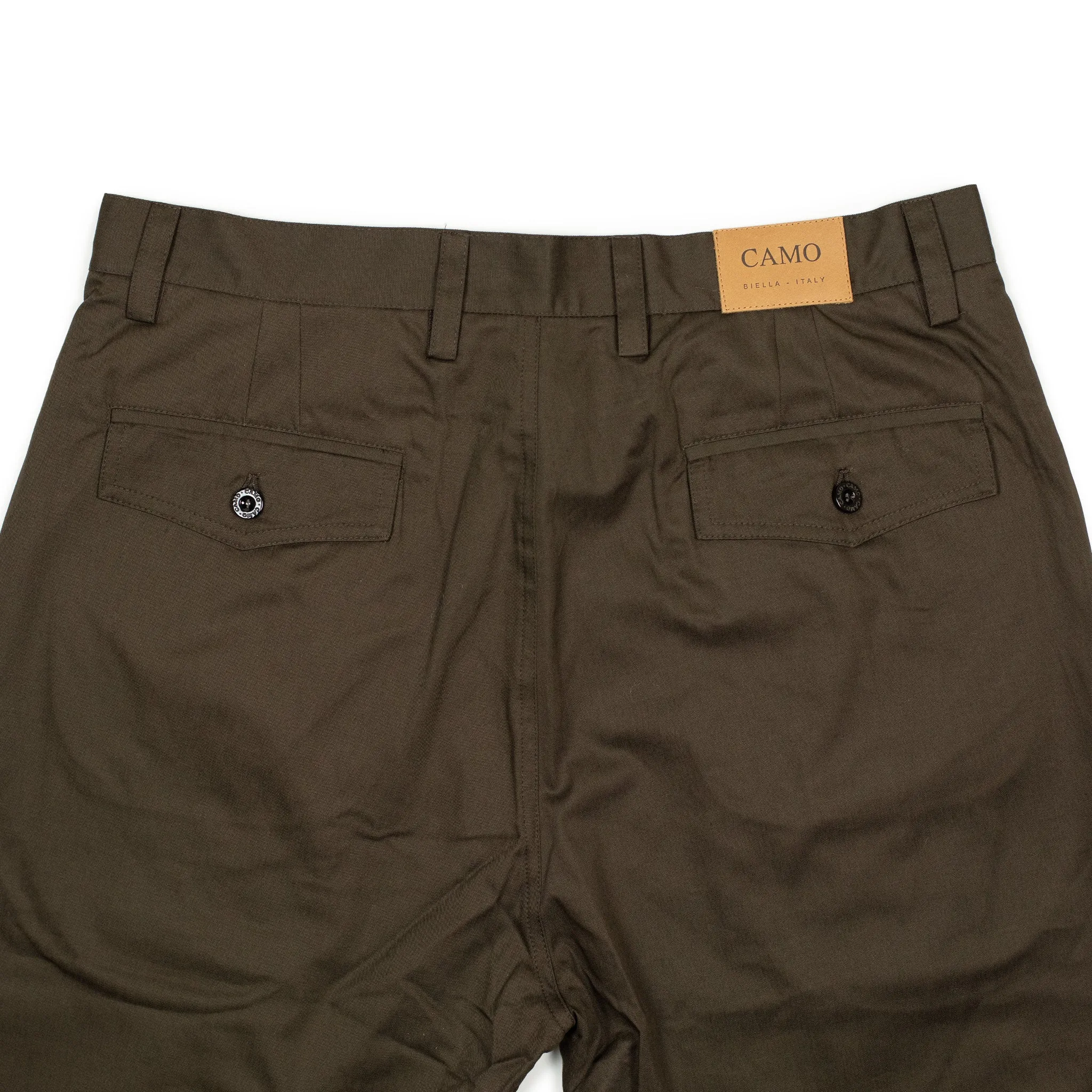 Comanche single-pleat trousers in brown cotton twill