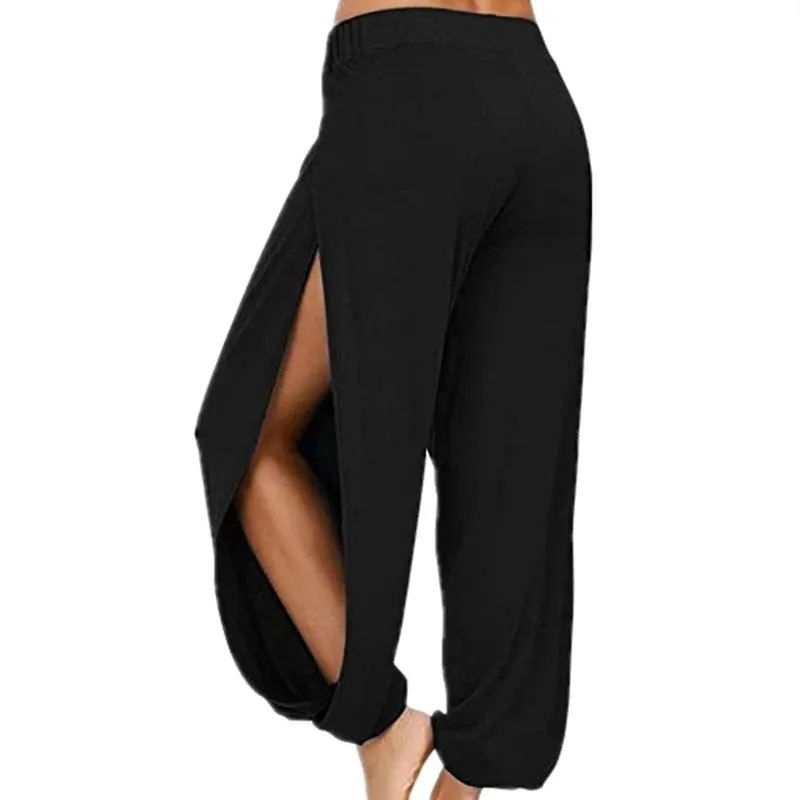 Comfy Wide-Leg Summer Harem Pants with Side Slit for Women