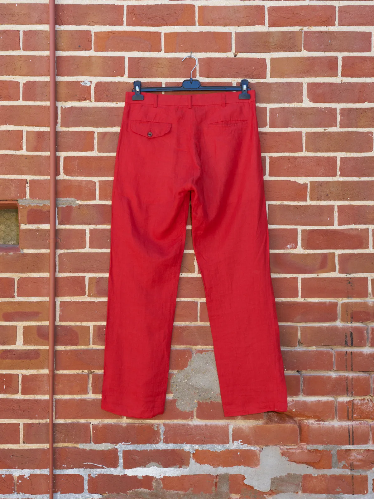 comme des garcons homme homme red linen trousers - 1998