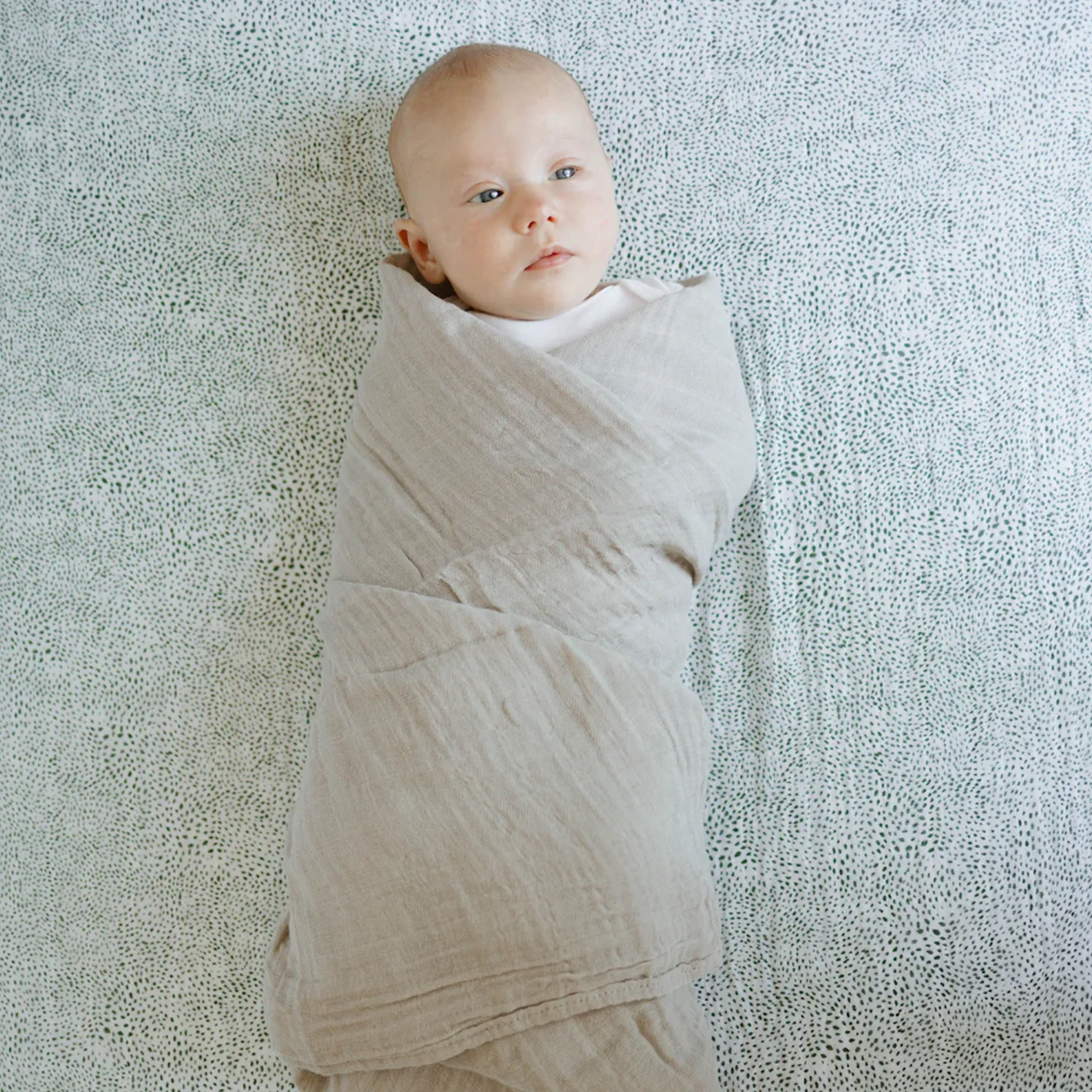 Cotton Muslin Crib Sheet - Green Seed