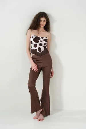 Cowboy Patchwork Silk Flared Pants