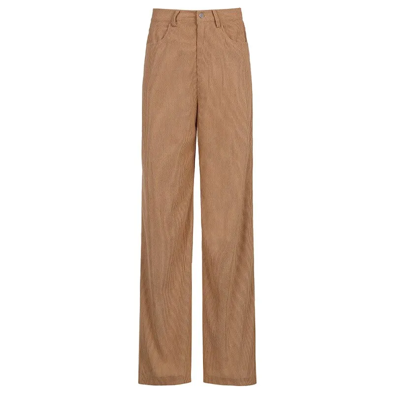 Durable Corduroy Straight Cut Pants for Women