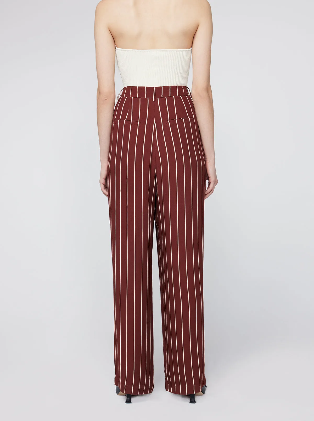 Edith Mocha Stripe Wide-Leg Trousers