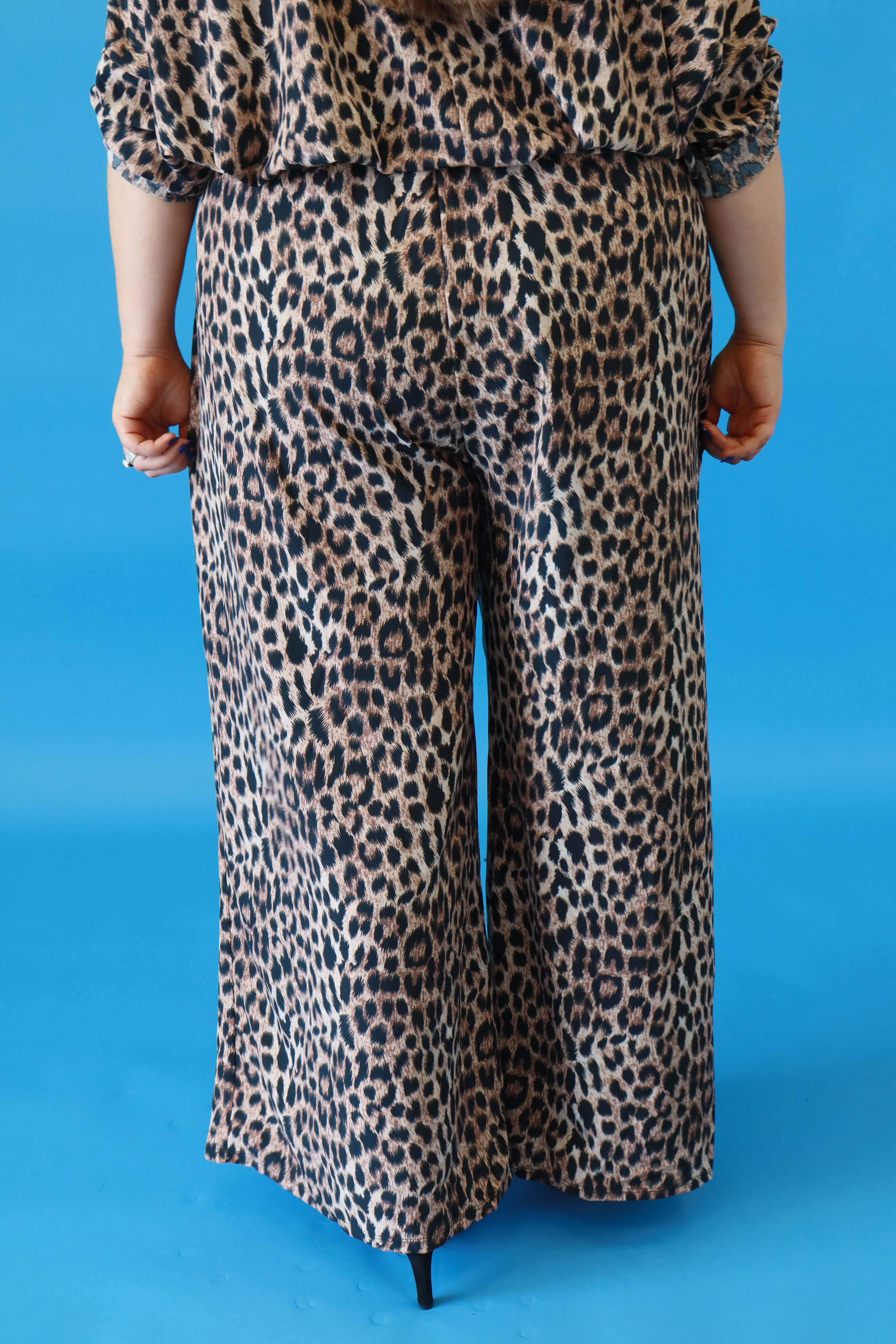 Emery Wide Trousers in Leopard Print