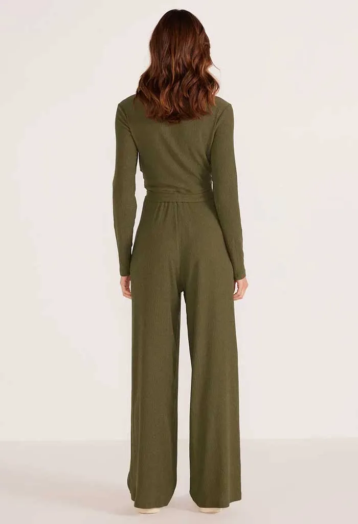 Emmerson Wide Leg Pant-Forest Green