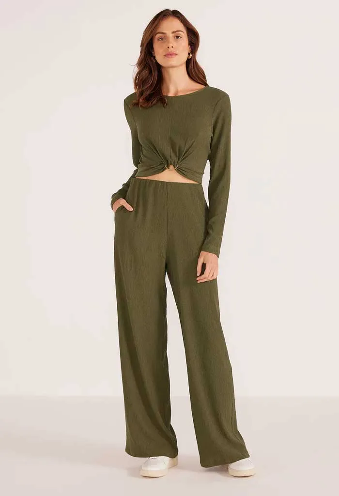 Emmerson Wide Leg Pant-Forest Green