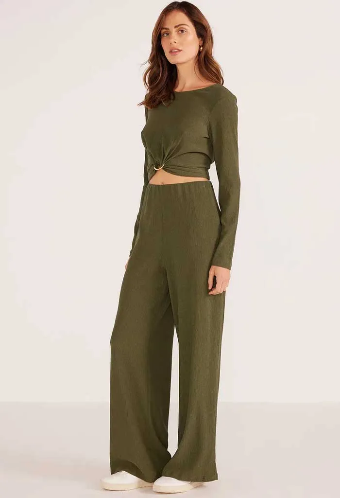 Emmerson Wide Leg Pant-Forest Green