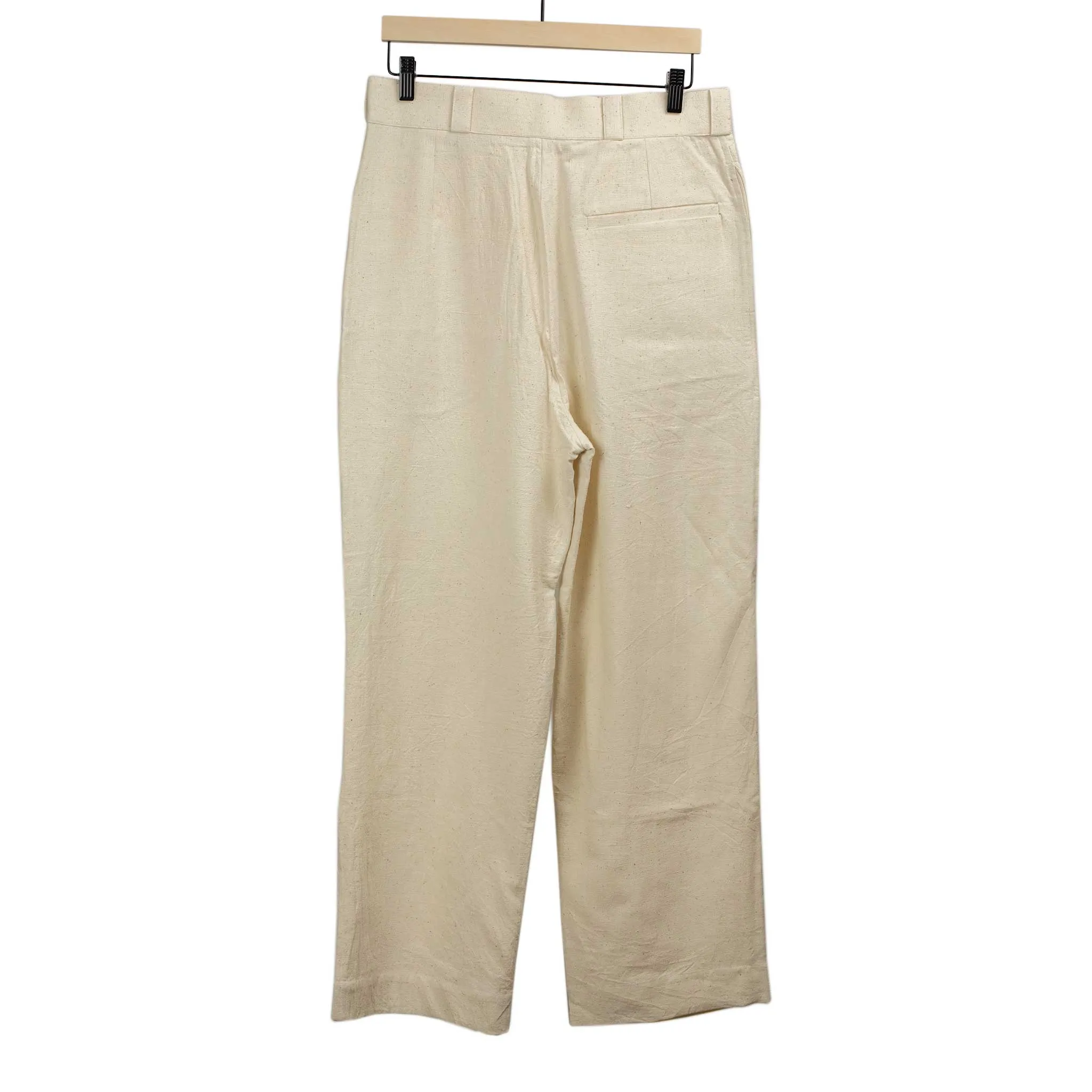 Ferrara pleated straight leg trousers in natural Kala cotton