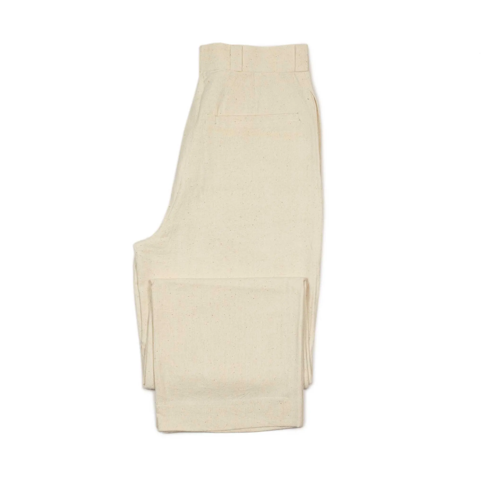 Ferrara pleated straight leg trousers in natural Kala cotton