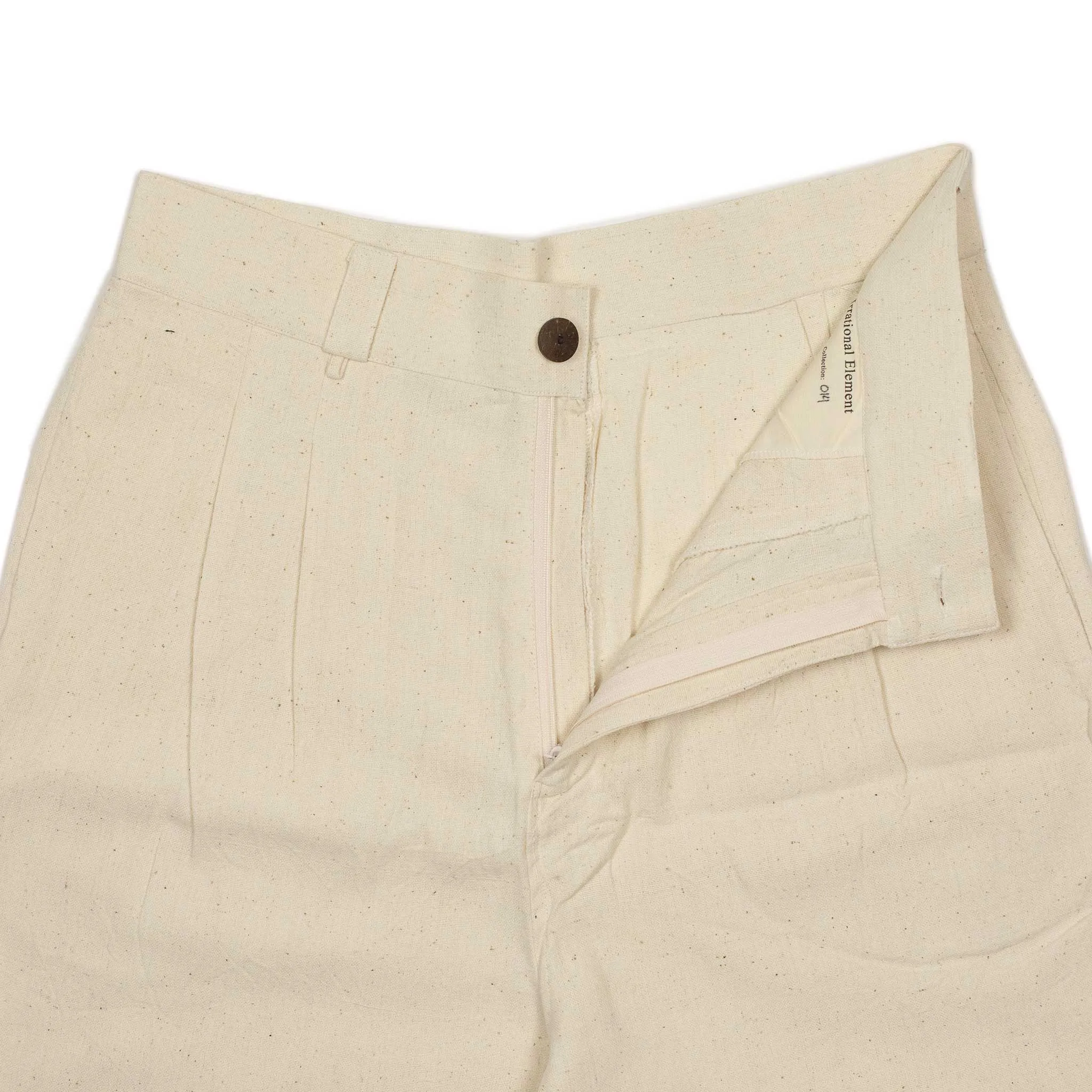 Ferrara pleated straight leg trousers in natural Kala cotton