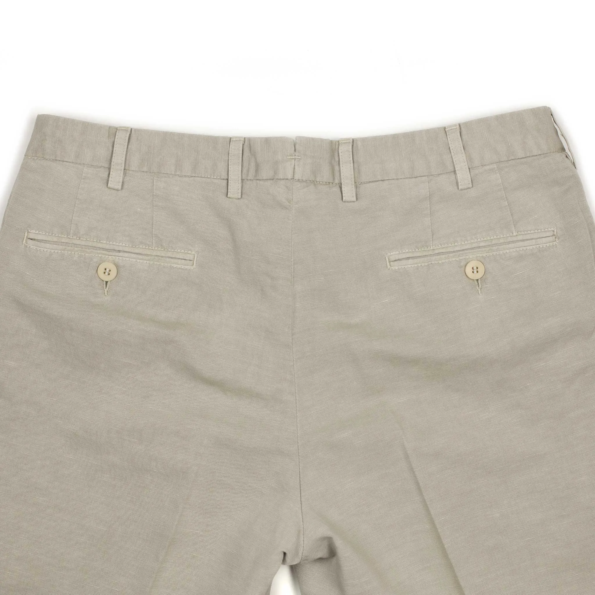 Flat-front trousers in cement grey medium-weight cotton/linen