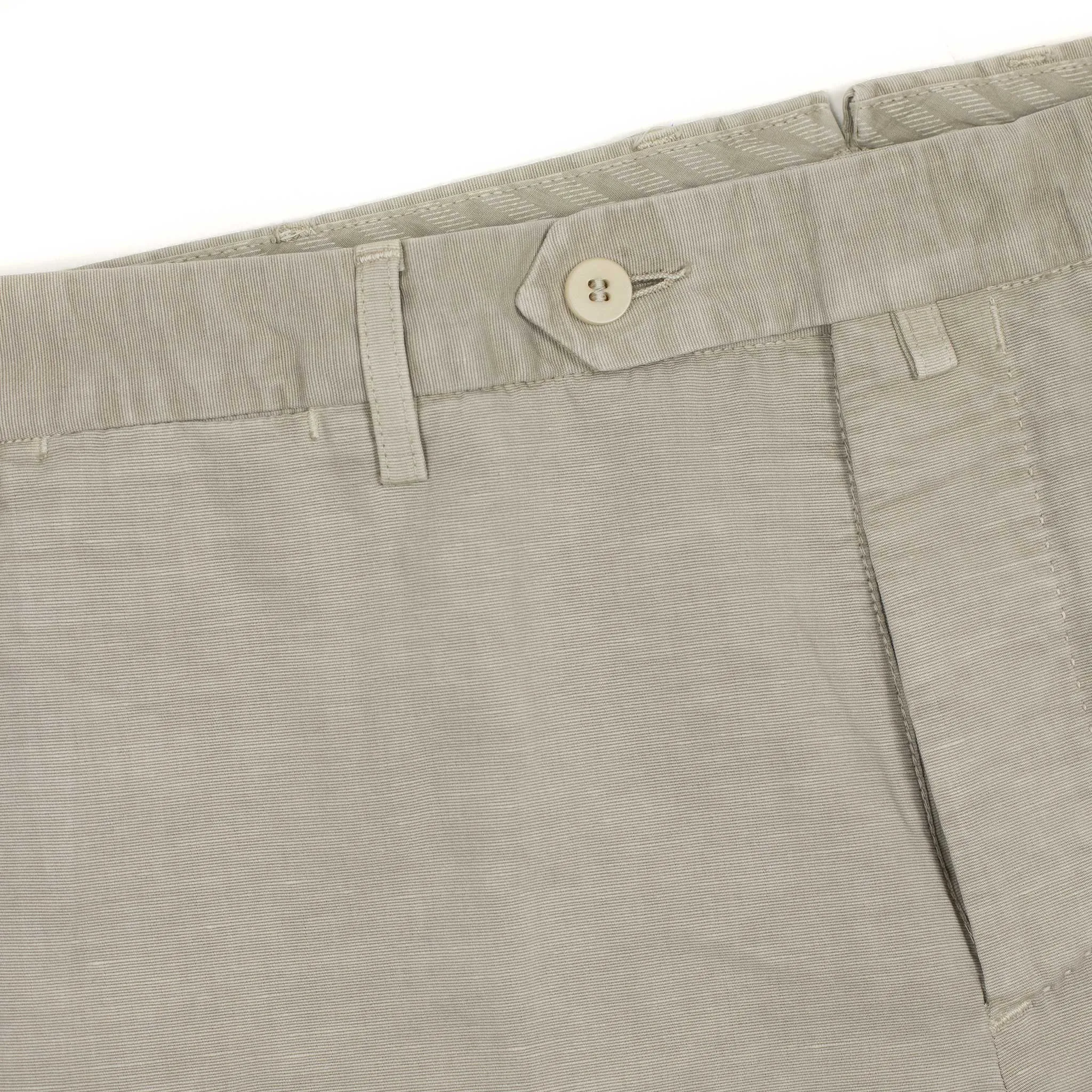 Flat-front trousers in cement grey medium-weight cotton/linen