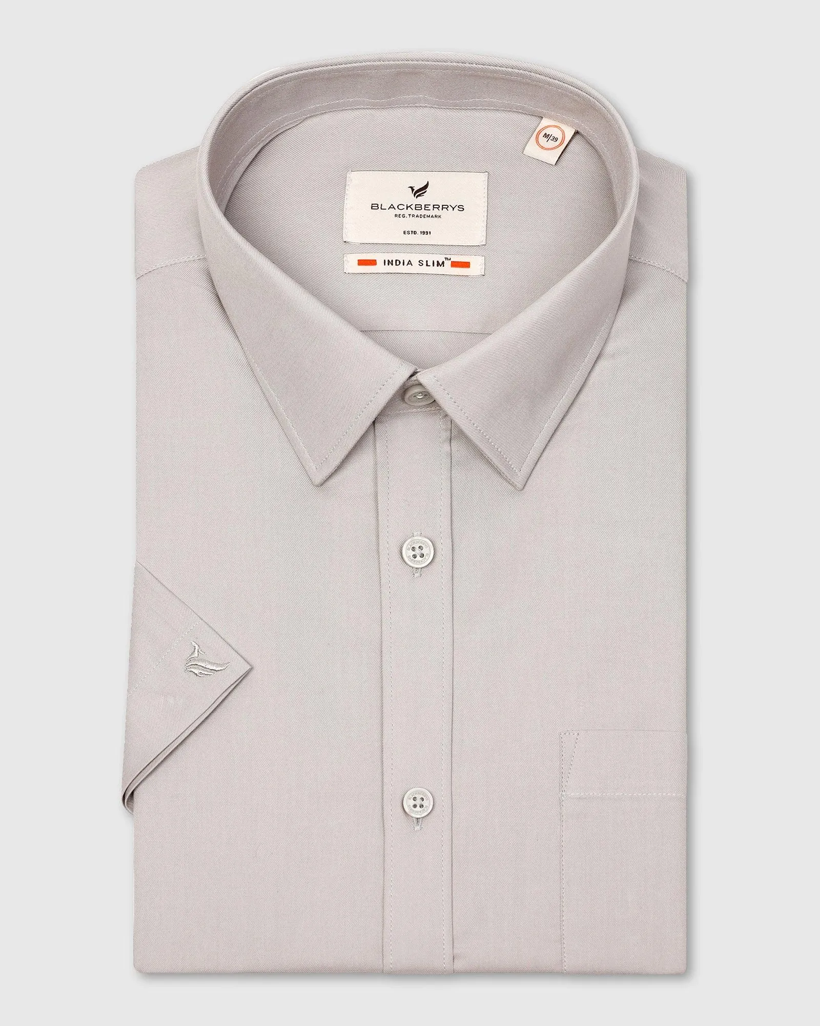 Formal Half Sleeve Grey Solid Shirt - Retro