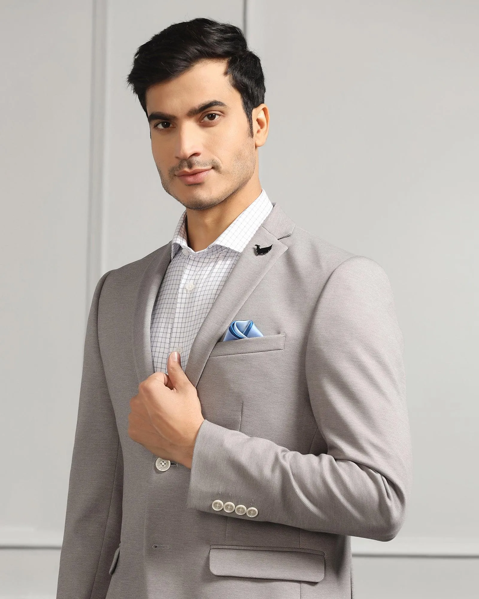 Formal Light Grey Textured Blazer - Caleb