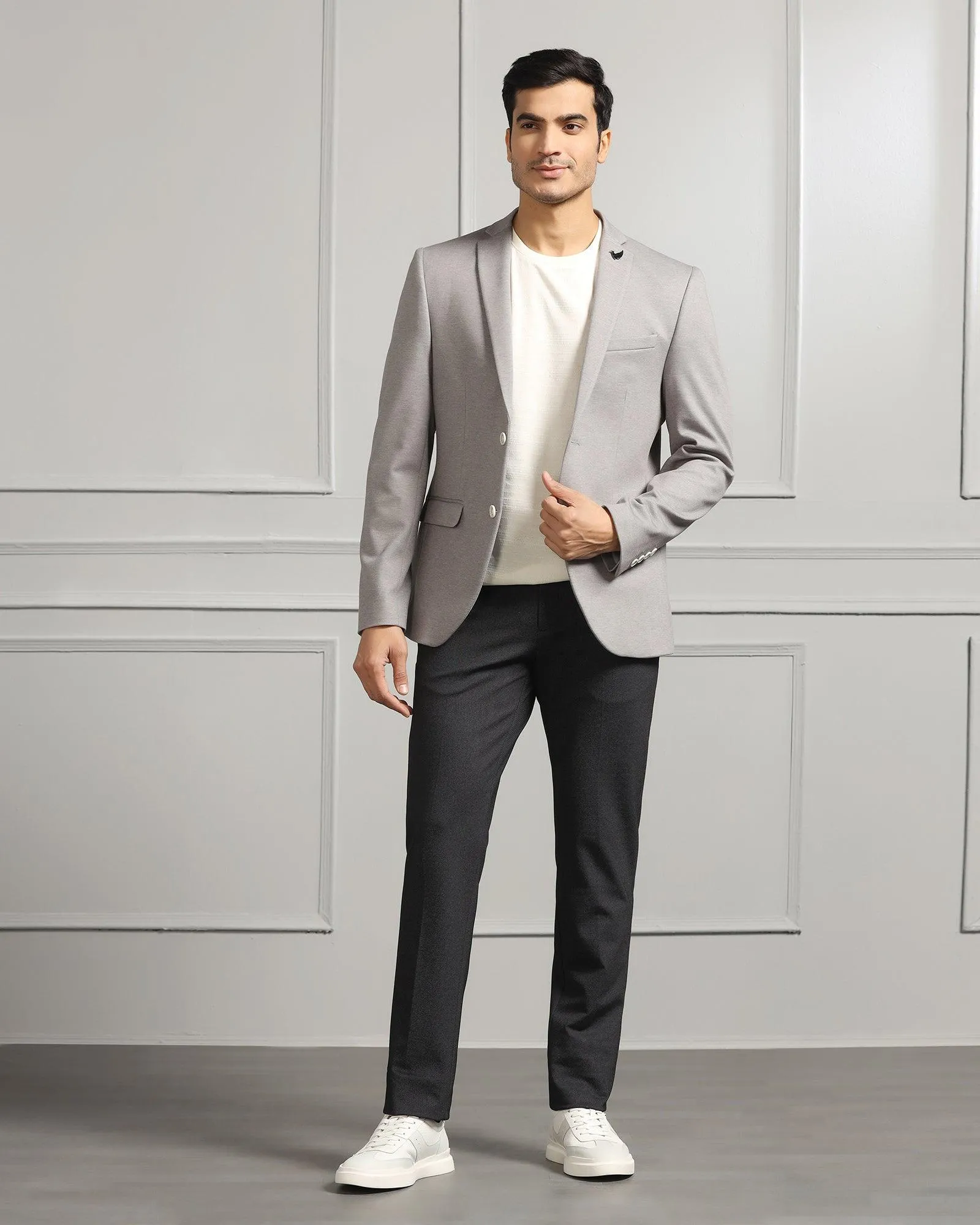 Formal Light Grey Textured Blazer - Caleb