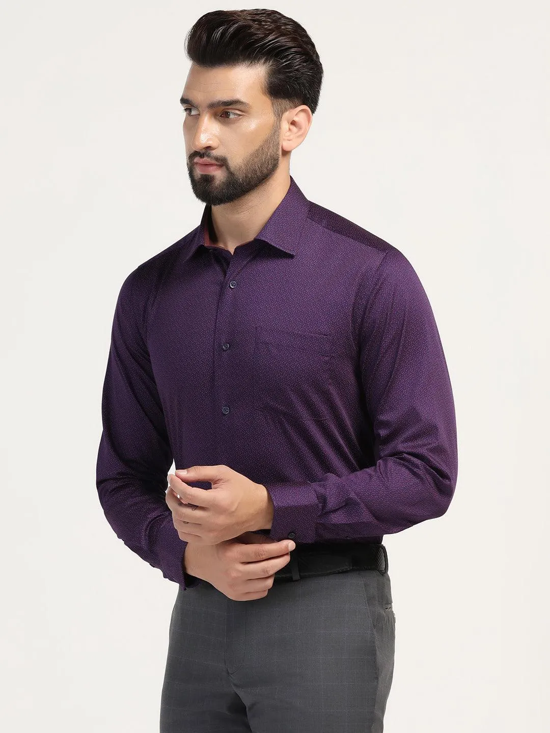 Formal Plum Printed Shirt - Grotto