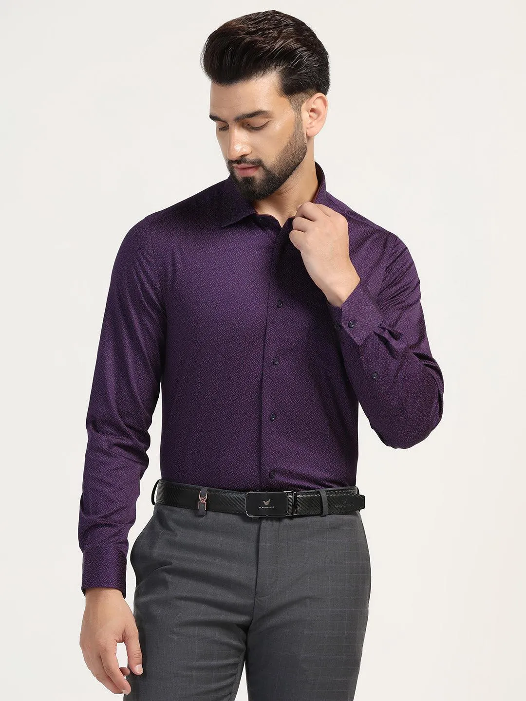 Formal Plum Printed Shirt - Grotto