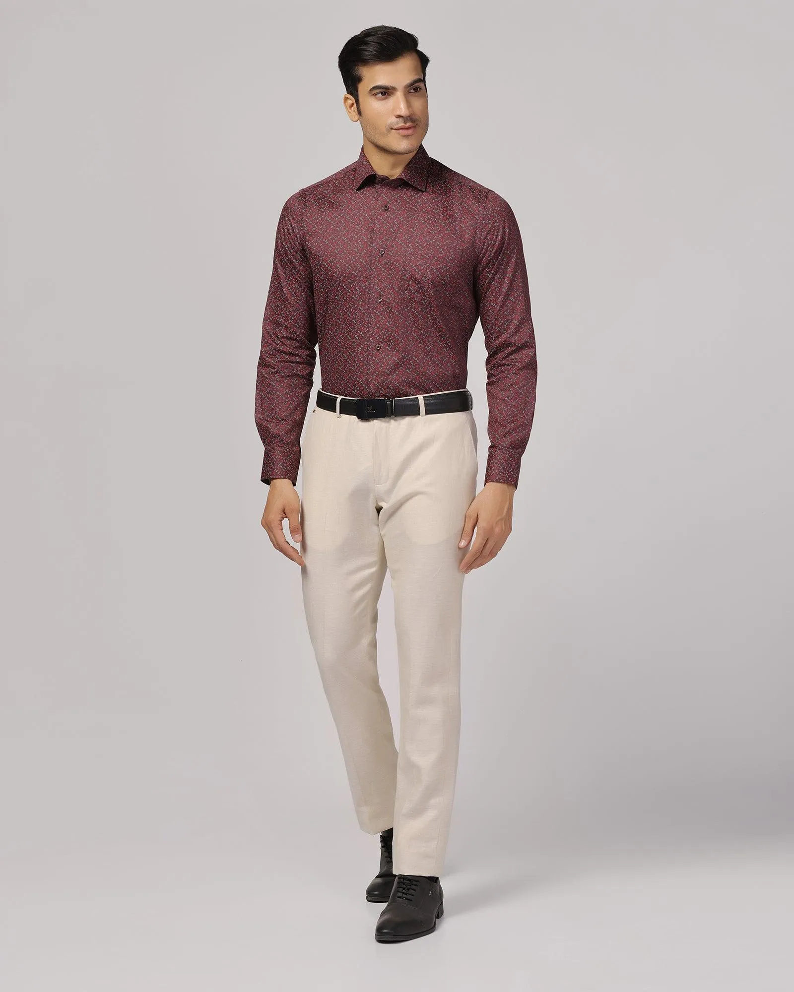 Formal Wine Printed Shirt - Govic