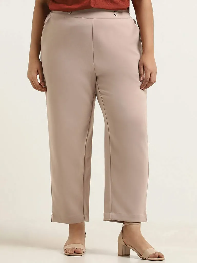 Gia Beige Solid Trousers