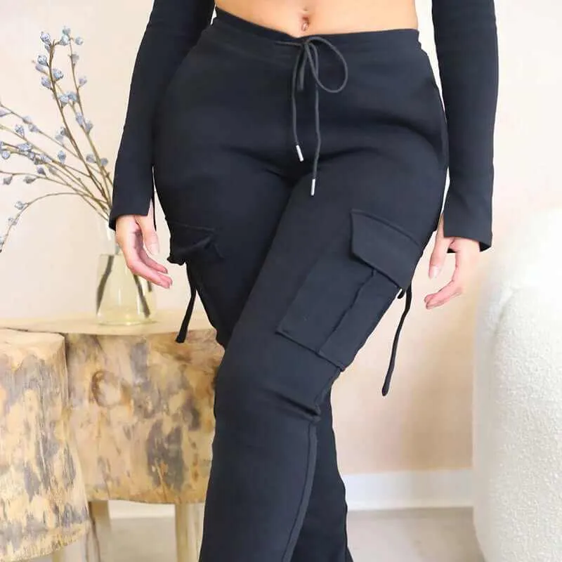 Glow Chic's High-Waist Cargo Trousers with Pockets