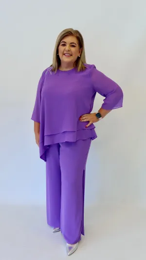 Godske Chiffon Elasticated Purple Trousers