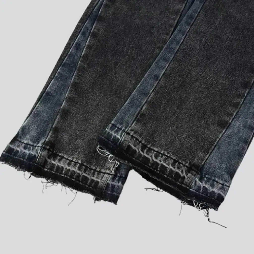 Grey men's mid-waist jeans