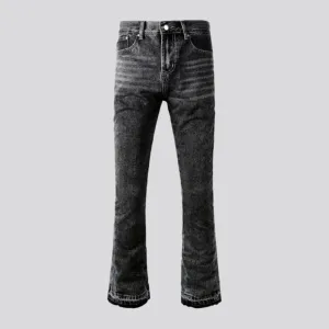 Grey men's mid-waist jeans