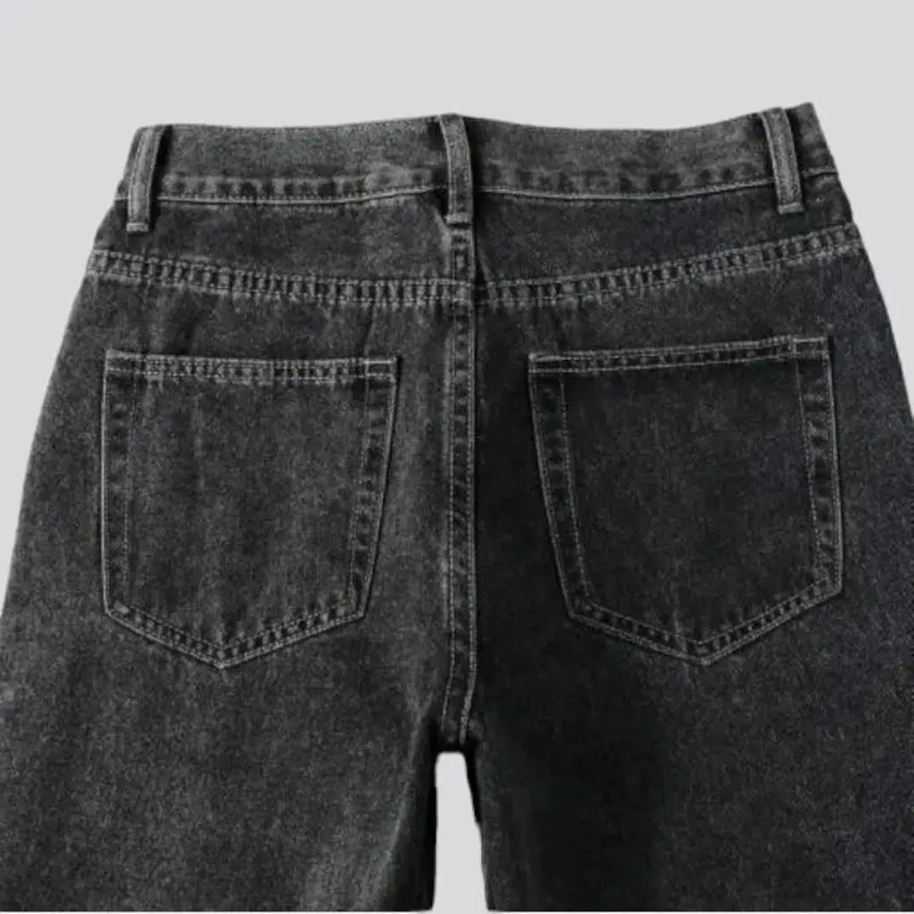 Grey men's mid-waist jeans