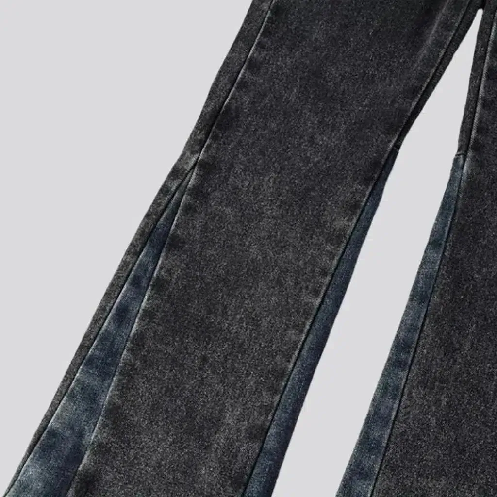 Grey men's mid-waist jeans