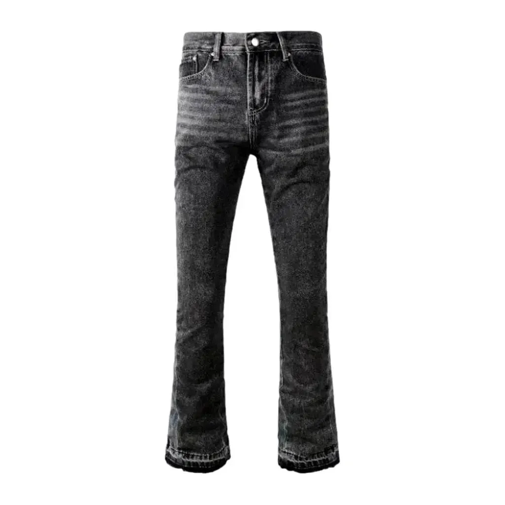 Grey men's mid-waist jeans