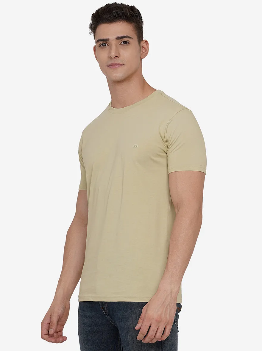 Haze Green Solid Slim Fit T-Shirt | JadeBlue