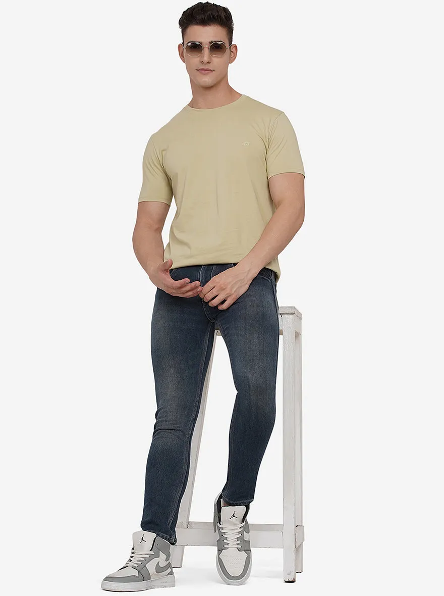 Haze Green Solid Slim Fit T-Shirt | JadeBlue