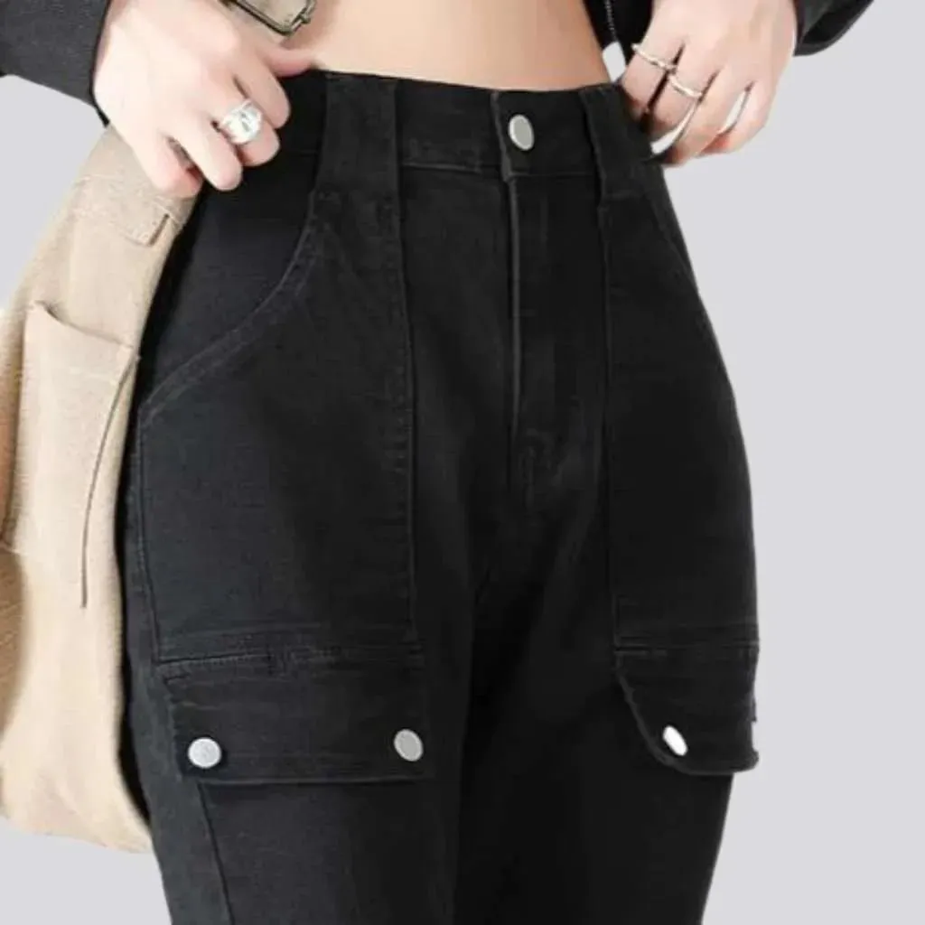 High-waist women's color jeans