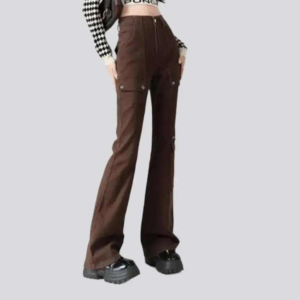 High-waist women's color jeans