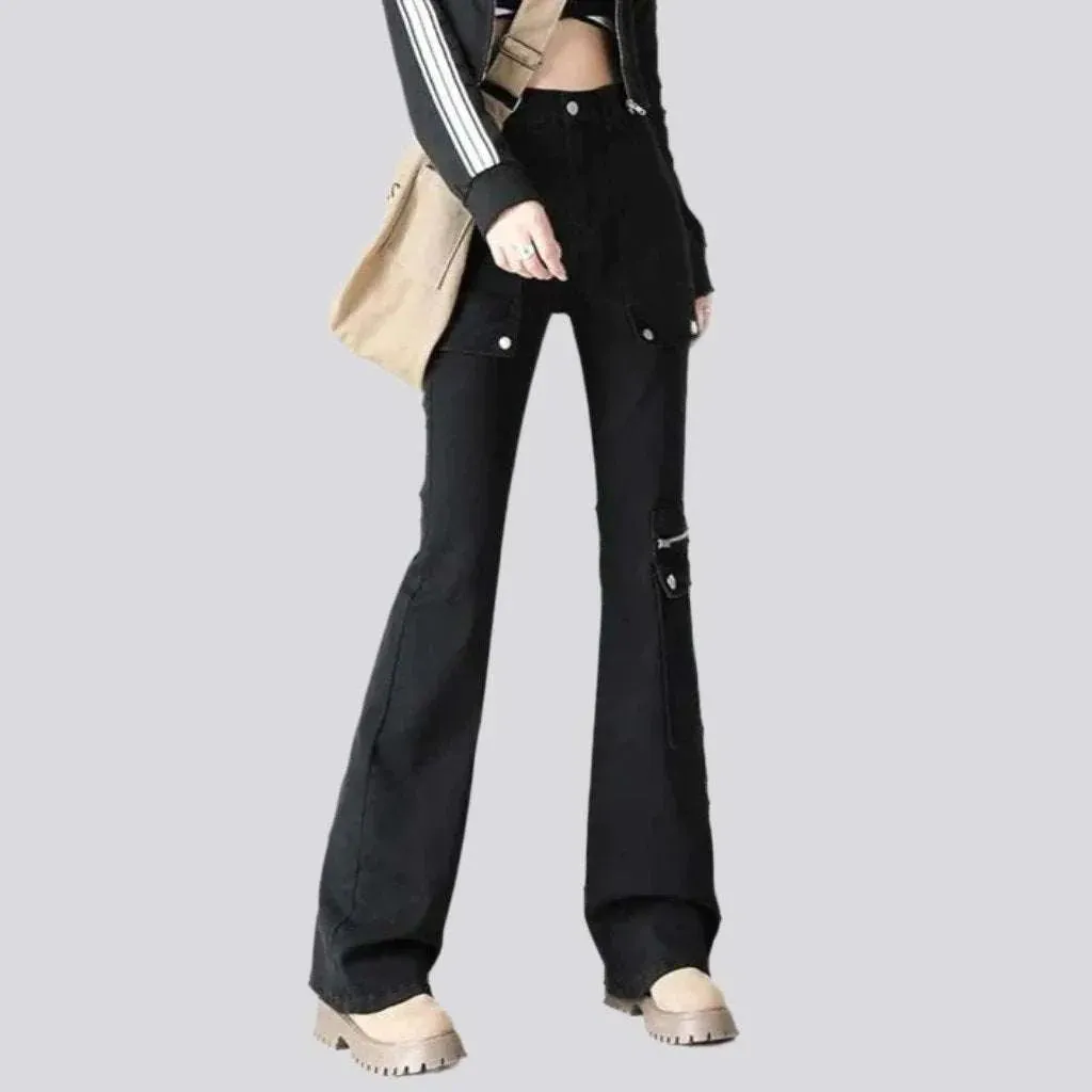 High-waist women's color jeans