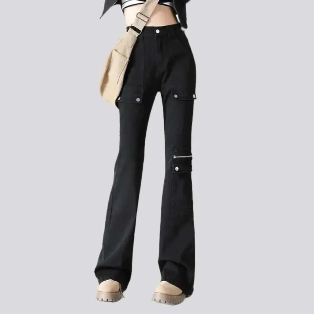 High-waist women's color jeans